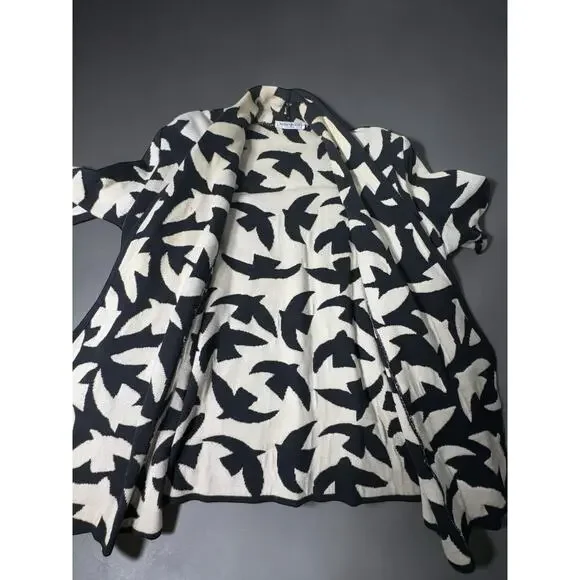 Yves Saint Laurent Vintage With Rive Gauche Black White Bird Pattern Cardigan - Picture 5 of 7